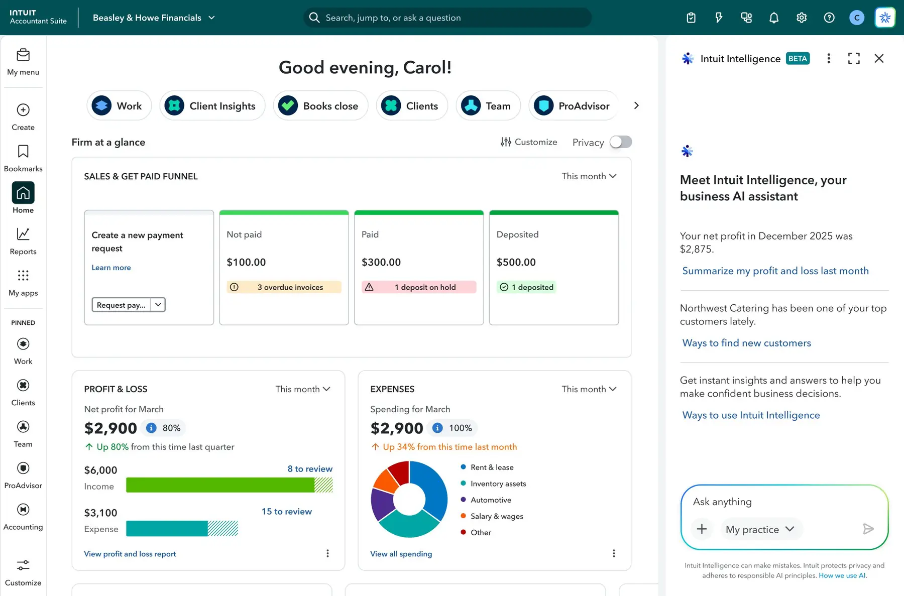Intuit Intelligence — Embedded in IAS Dashboard