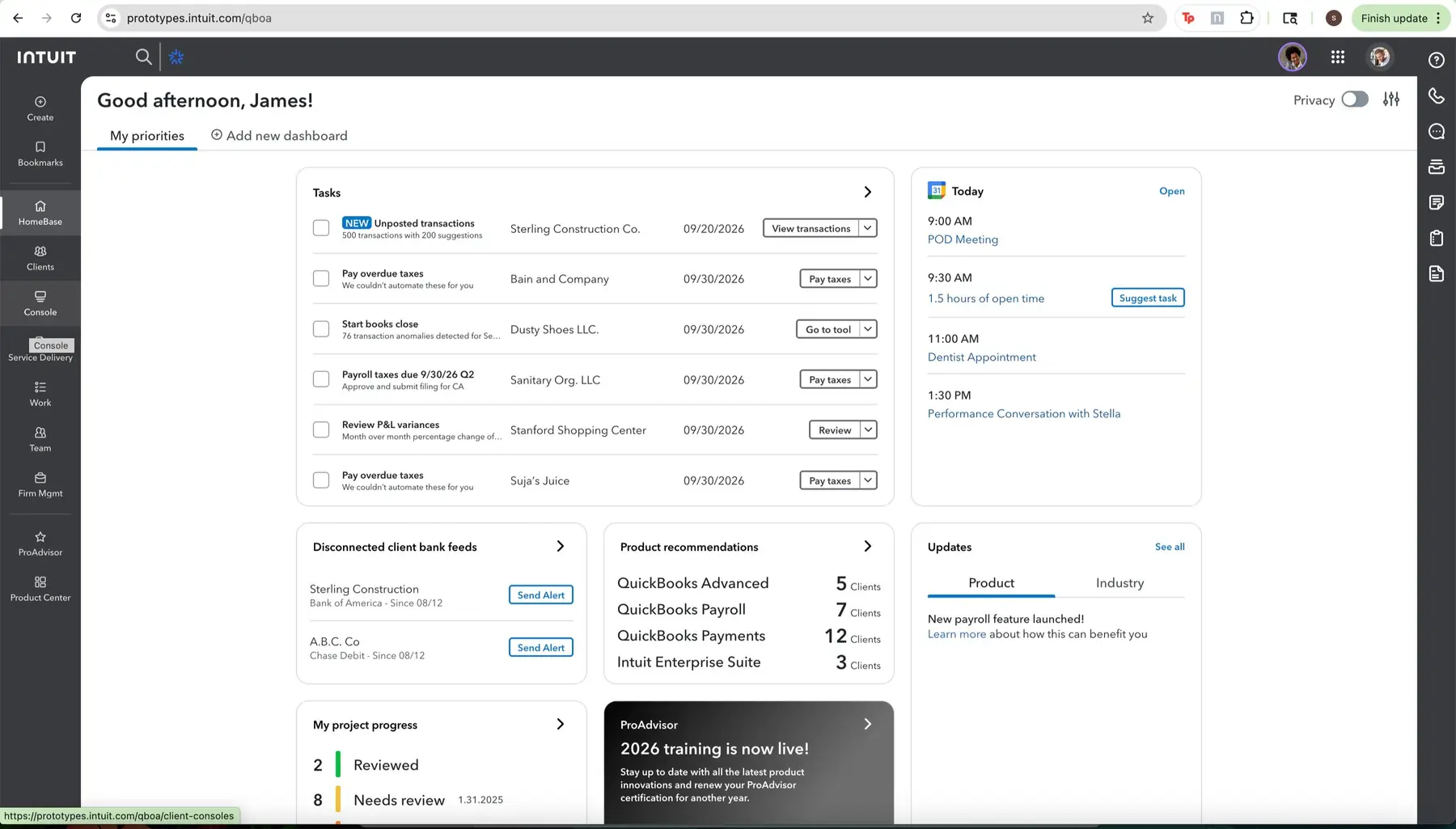 HomeBase firm dashboard