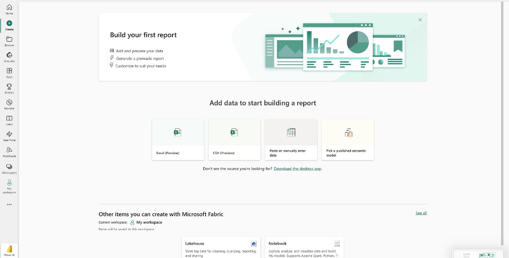 Microsoft Fabric data ingestion and report builder