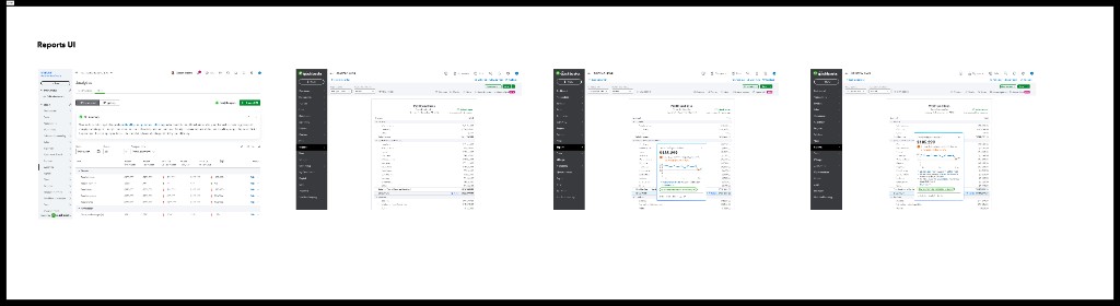 QuickBooks per-client reports UI — Profit and Loss, analytics, and drill-down views