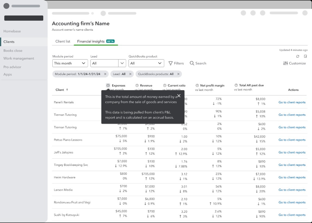 Metric tooltip explaining data source and calculation basis