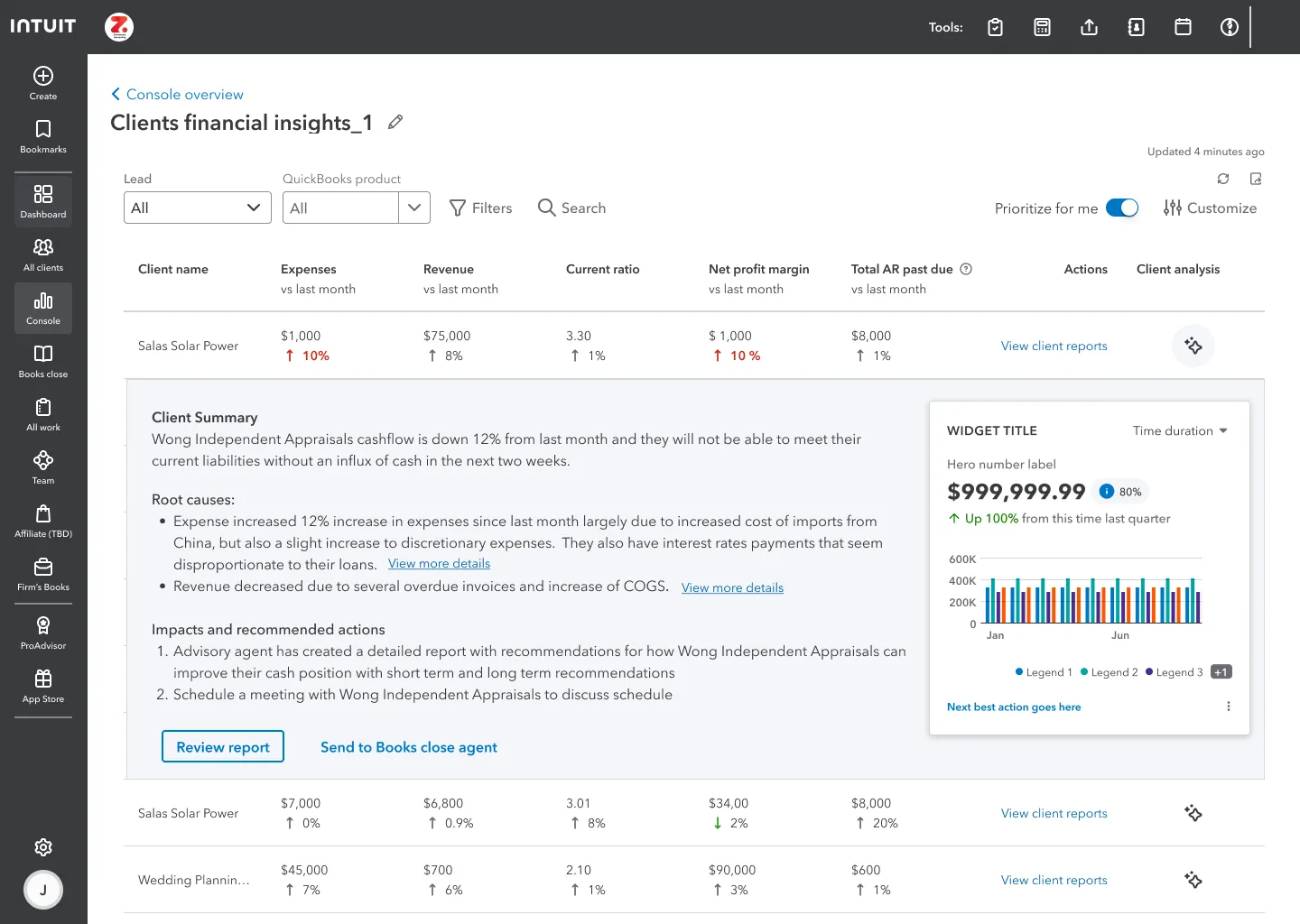 Client analysis — inline expand