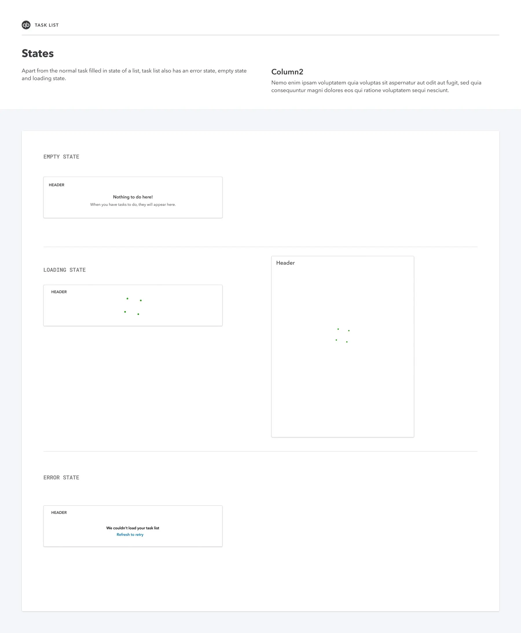 Component States — Empty / Loading / Error