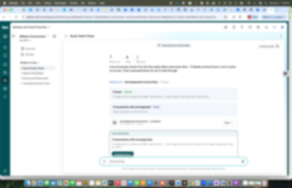 Books Health Check with categorized task counts (blurred)