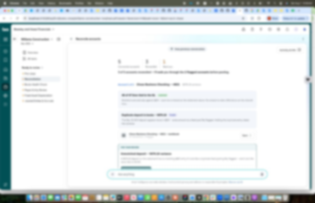 Agent-guided reconciliation with flagged accounts (blurred)