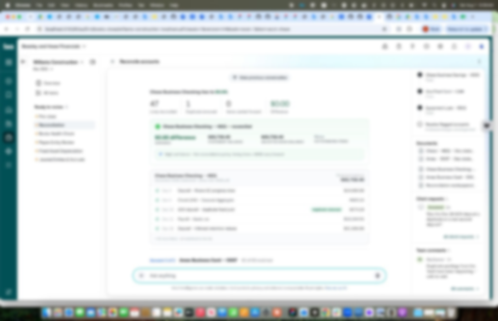 Reconciled account with matched transactions (blurred)